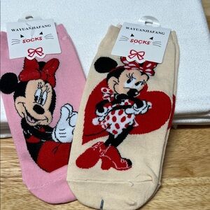 Minnie Mouse Ankle Socks - Pink & Cream